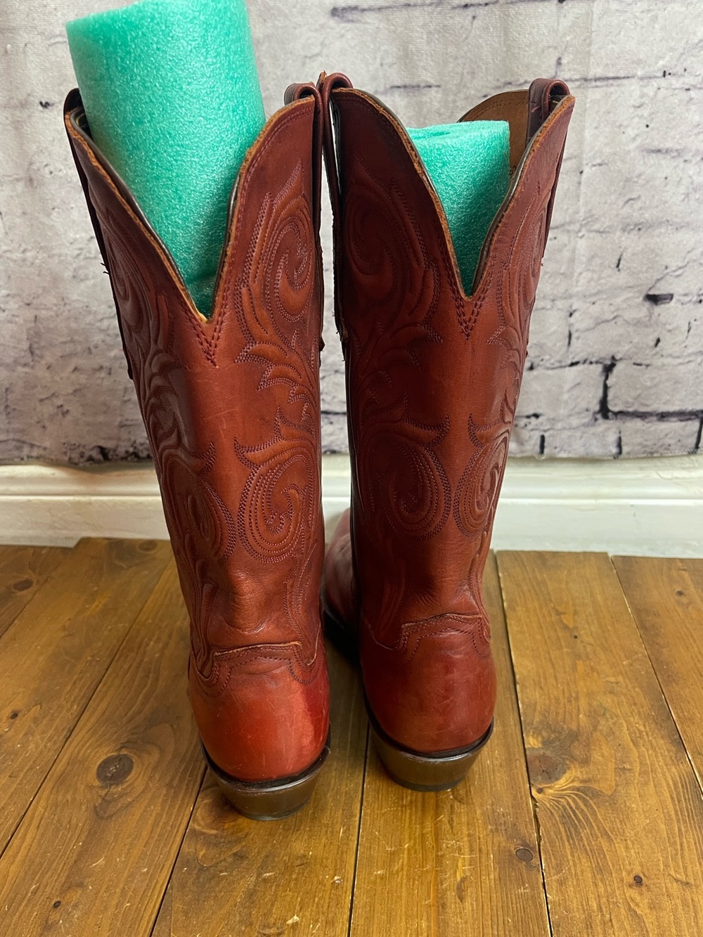 Lucchese Nicole red leather cowgirl boots Womens size 8.5B - REPAIRED - Picture 6 of 12